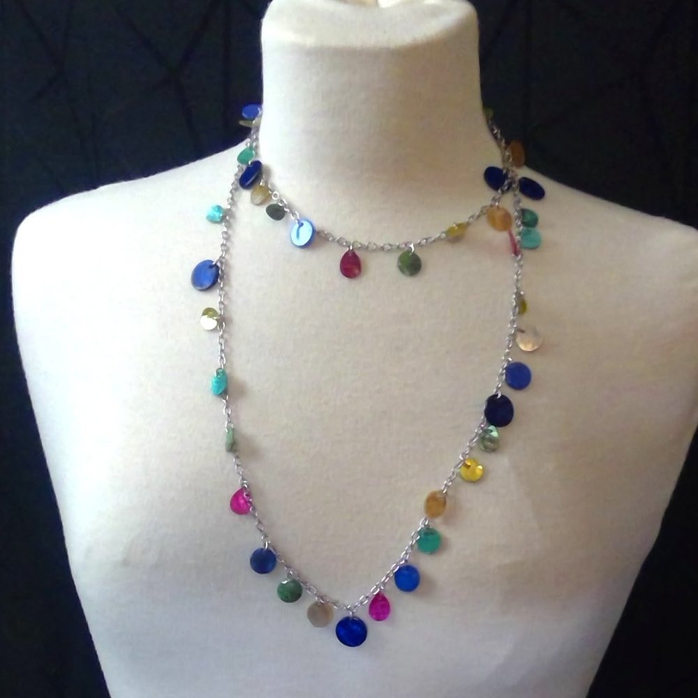 HOST PICk NWT Lia Sophia “Prismatic” Necklace 46 to 49 in., Gen Mother of Pearl